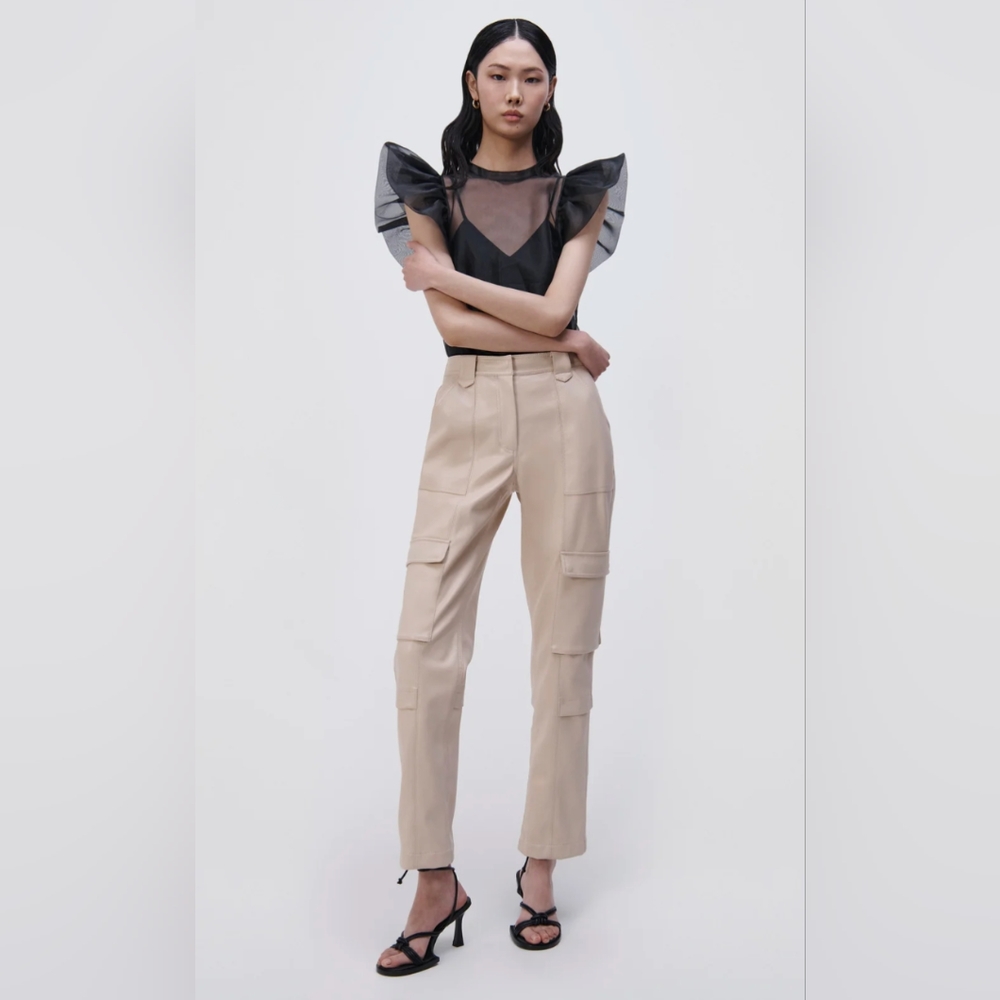 Jonathan Simkhai Russel Vegan Leather Cargo Pant - SZ 6